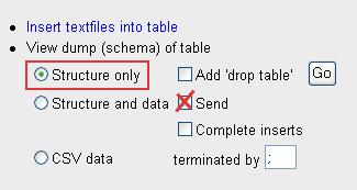 Ferramenta de backup de PhpMyAdmin